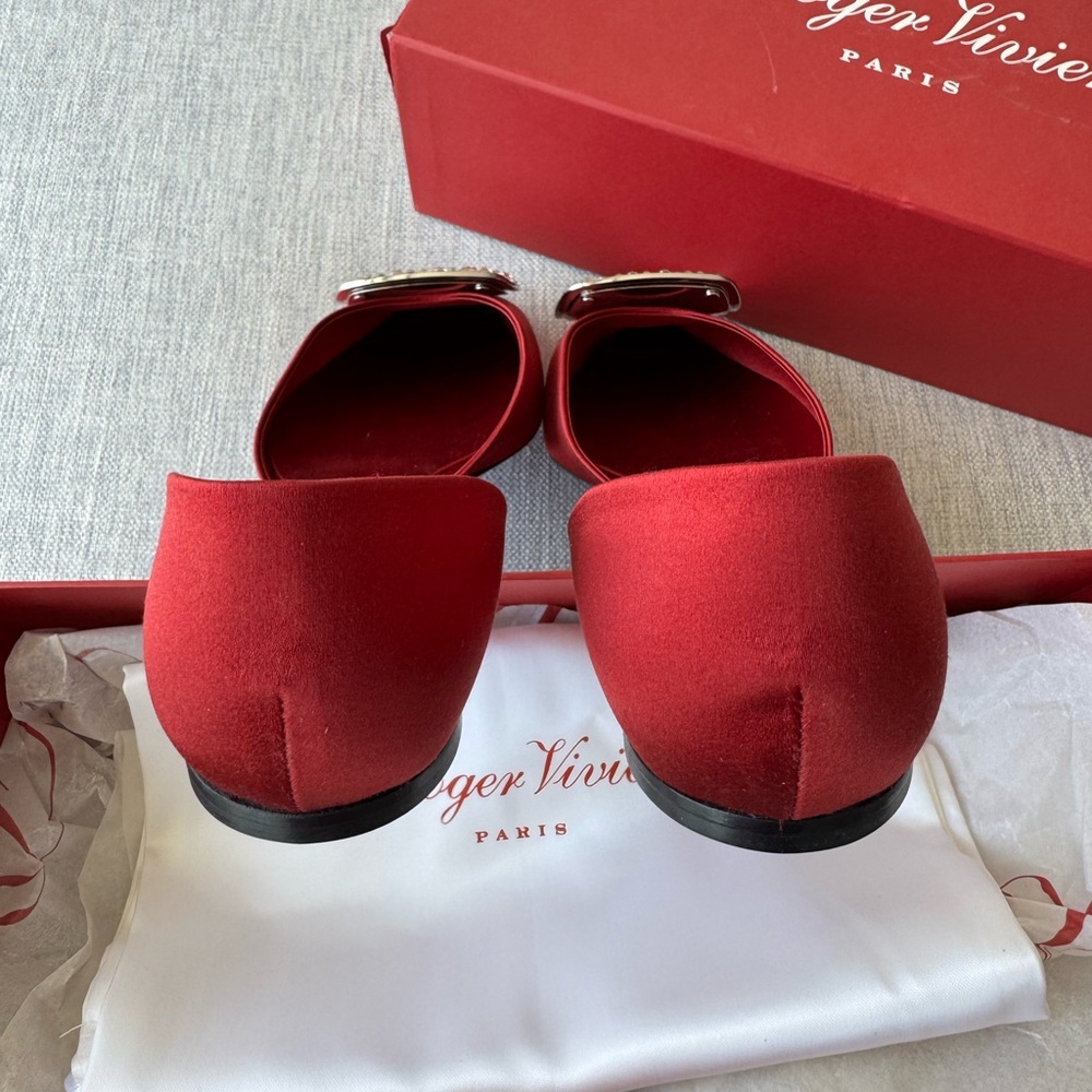 NIB Roger Vivier D'Orsay satin flats with Crystal buckle - Picture 6 of 9